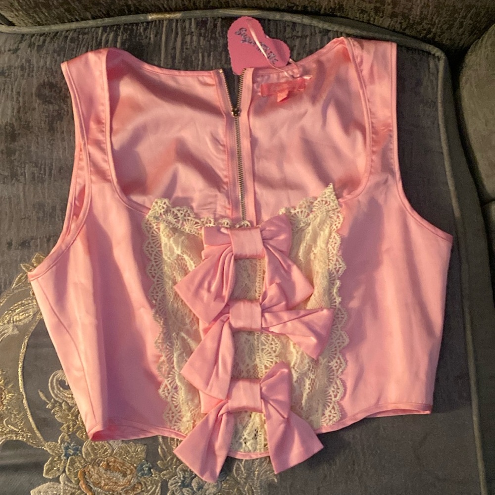 Sugar Thrillz Dolls Kill Pampered Princess Corset Top NWT
